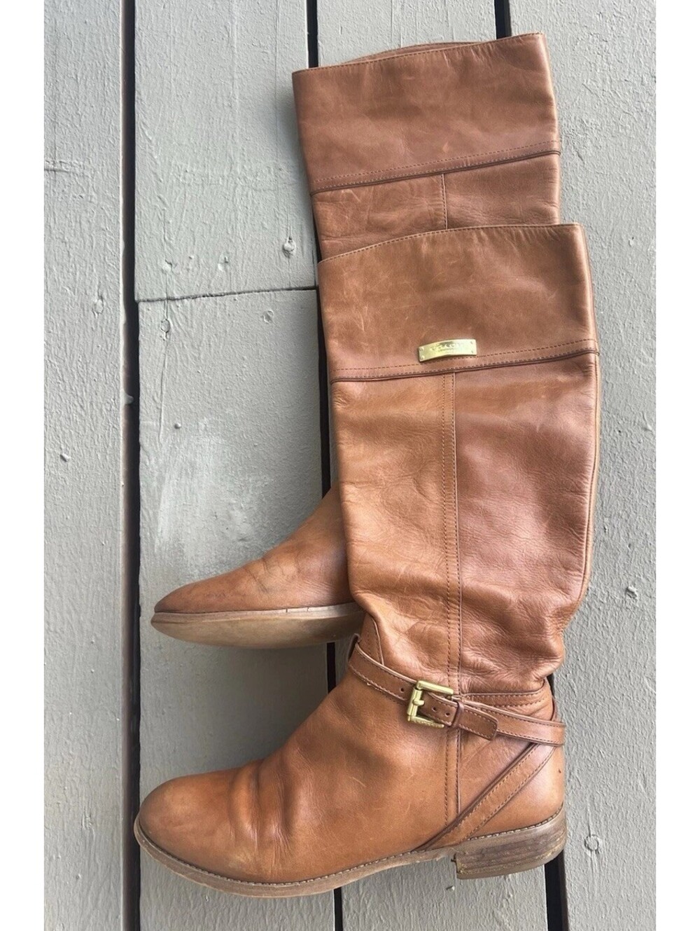 Coach Micha Knee High Riding Boots Women’s Size 9B Chestnut Brown Leather